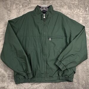 Vintage 1990s Eddie Bauer Bomber Jacket Men's Large 52x27 Inch Green Cotton Zip